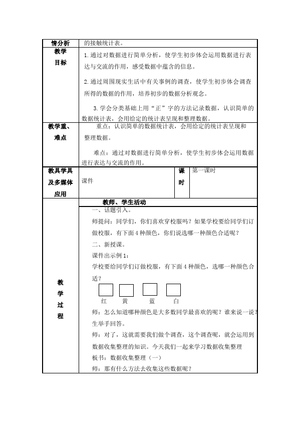 二年级下册数学（人教版）数学《第一单元:数据收集整理》教案教学设计下载6第2页