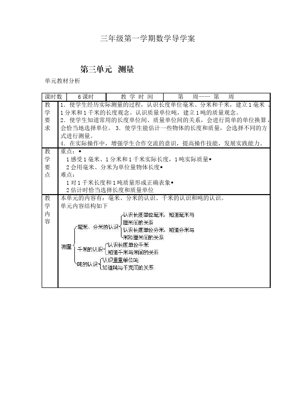 三年级上册数学（人教版）数学《第三单元:测量》教案教学设计3第1页