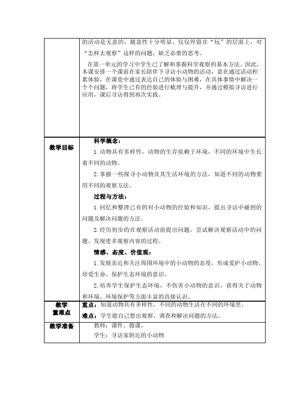 三年级上册科学教科版科学精品《第二单元:动物》教案教学设计下第2页