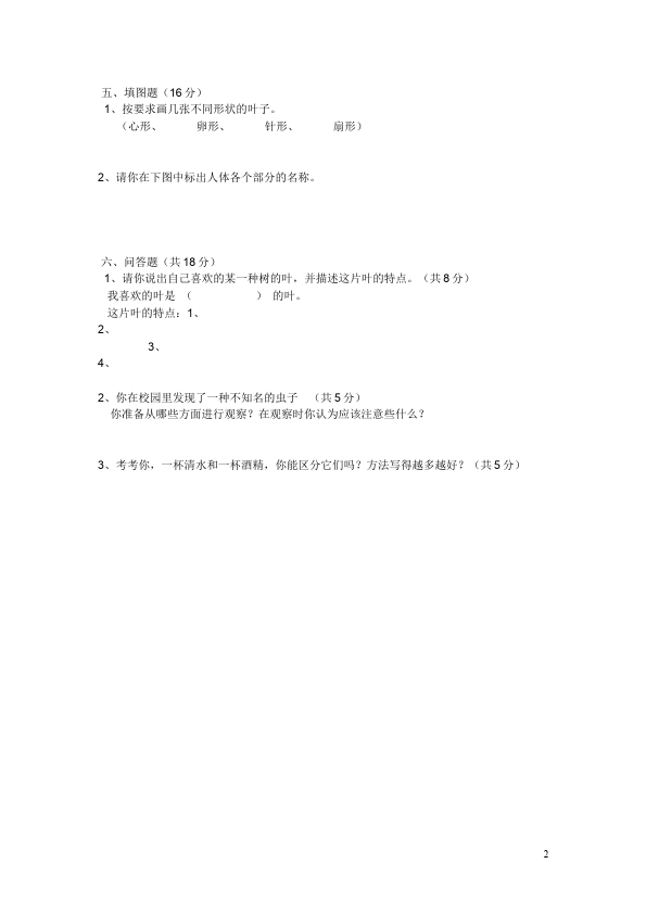 三年级上册科学科学期末考试家庭作业练习试卷第2页