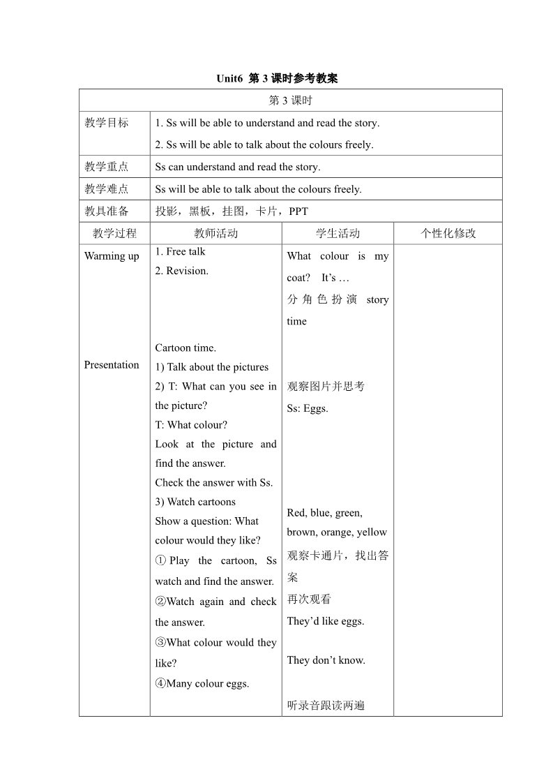 三年级上册英语（译林版）Unit6__第3课时参考教案第1页