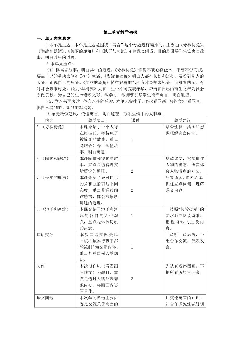 三年级下册语文（新人教版）第二单元教学初探第1页