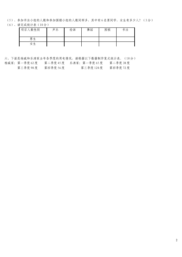 三年级下册数学（人教版）数学第三单元统计单元检测试卷第2页