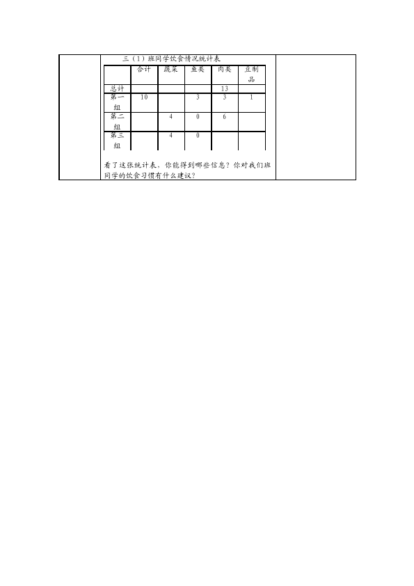 三年级下册数学（人教版）数学《第三单元:复式统计表》教案4第4页