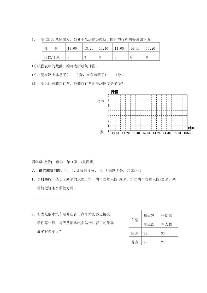 四年级上册数学（苏教版）苏教版小学四年级上册数学期末测试题 (1)第4页