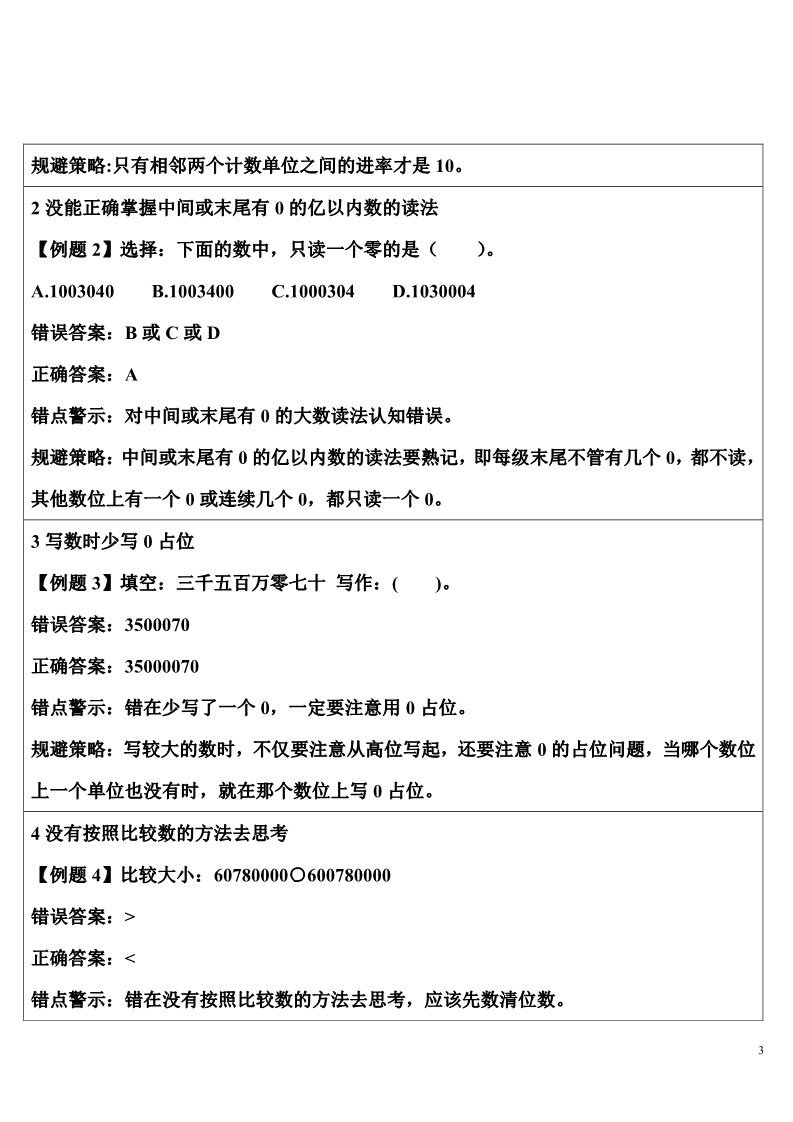 四年级上册数学（人教版）单元知识归纳与易错警示第3页