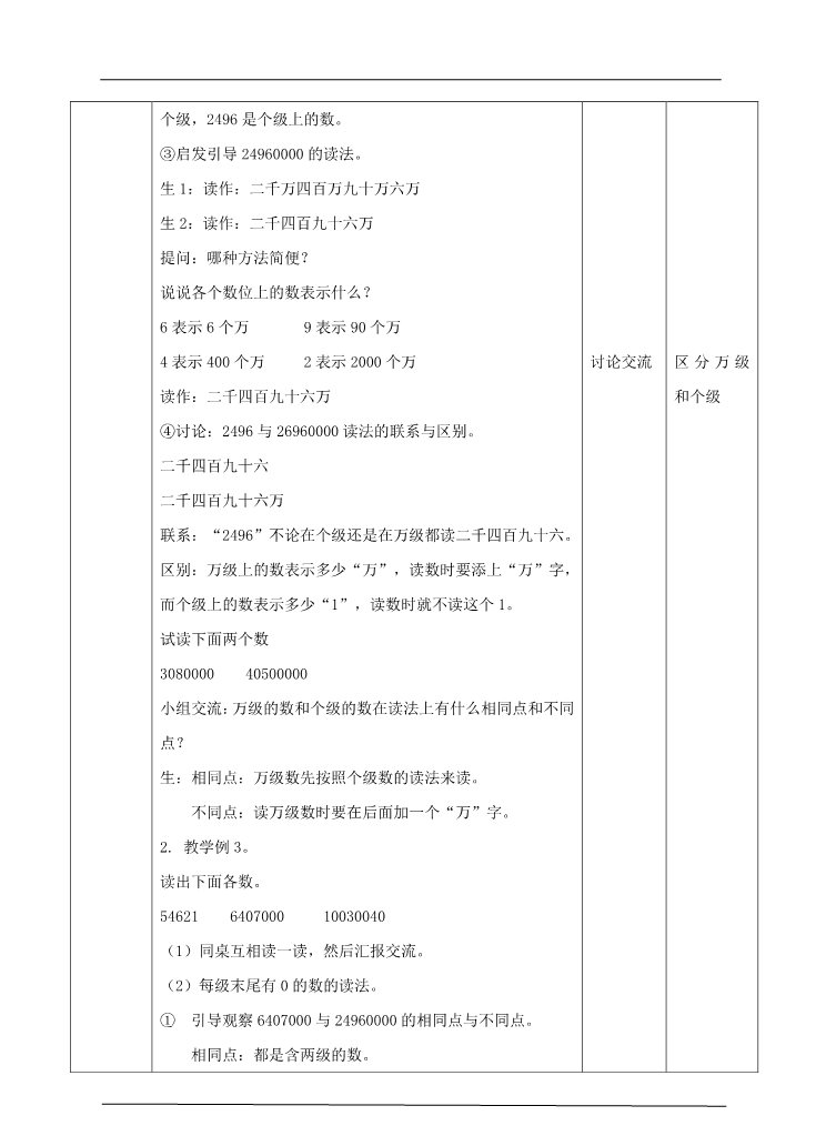 四年级上册数学（人教版）第二课时  亿以内数的读法（教案）第2页