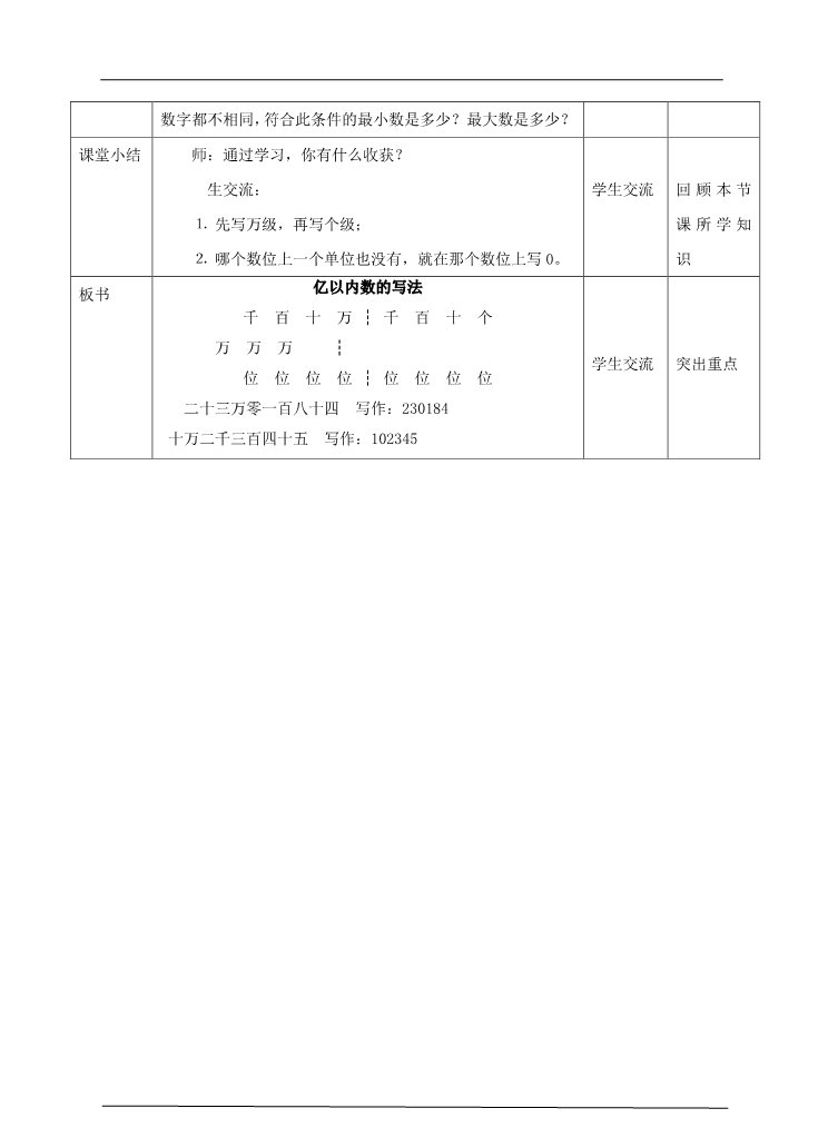 四年级上册数学（人教版）第三课时 亿以内数的写法（教案）第5页