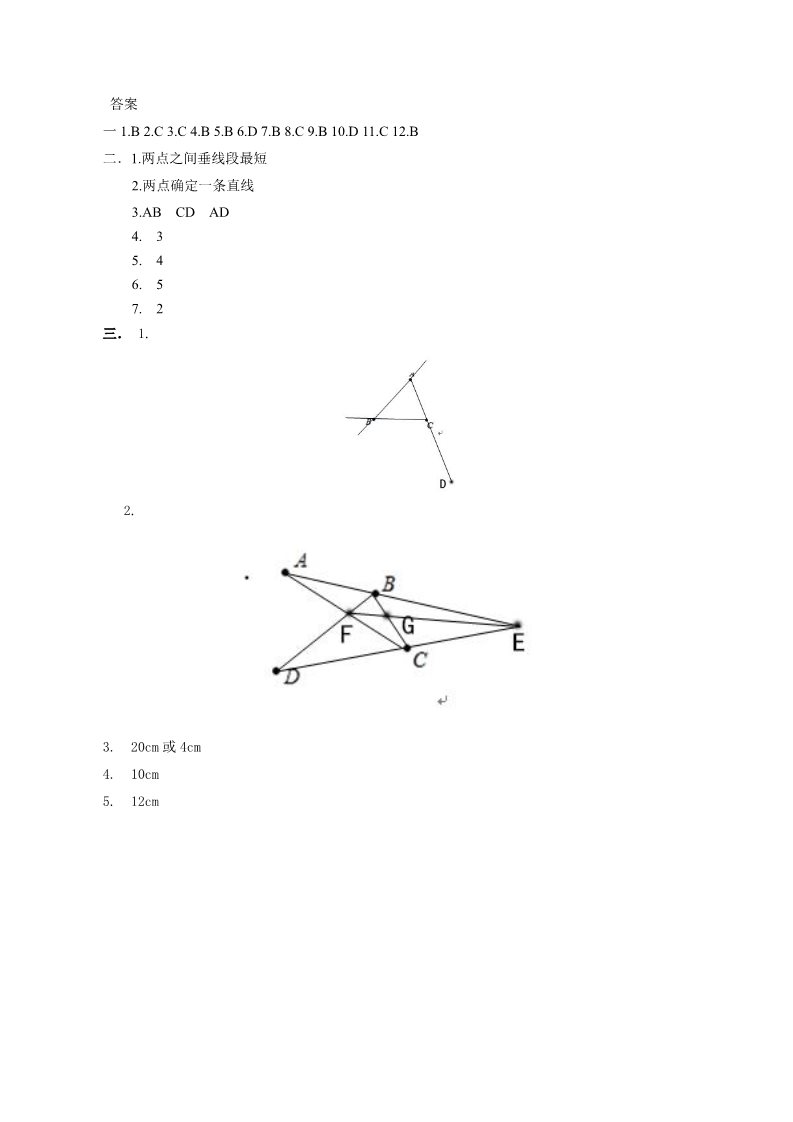 四年级上册数学（人教版）《线段 直线 射线》同步练习2第4页