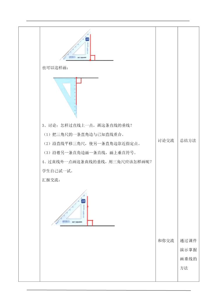 四年级上册数学（人教版）第二课时 垂线的画法（教案）第2页