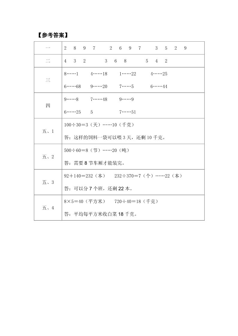 四年级上册数学（人教版）《笔算除法》同步练习1第4页