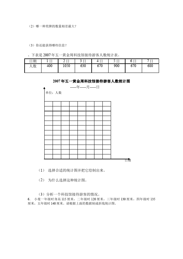 四年级上册数学（人教版）数学第七单元统计单元检测试卷()第3页