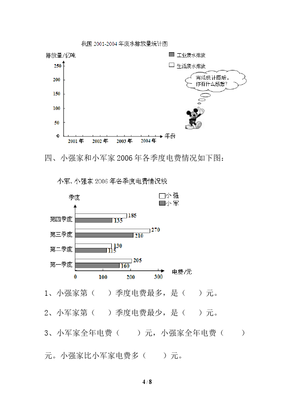 四年级上册数学（人教版）数学第七单元统计家庭作业练习试卷下载第4页