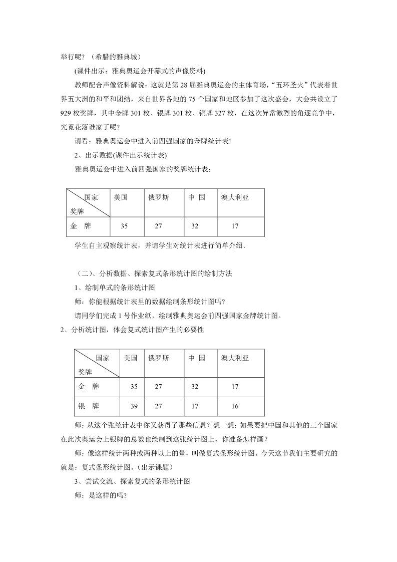 四年级上册数学（人教版）复式条形统计图的说课稿第2页