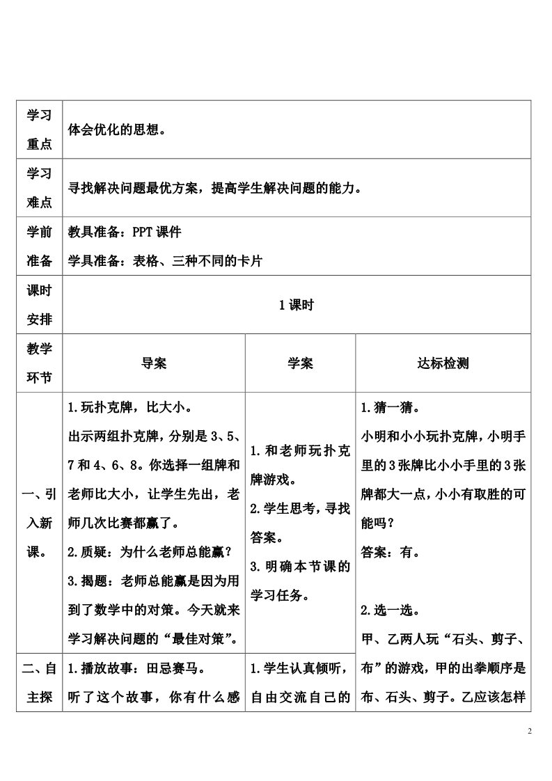 四年级上册数学（人教版）第3课时 优化3：田忌赛马问题第2页