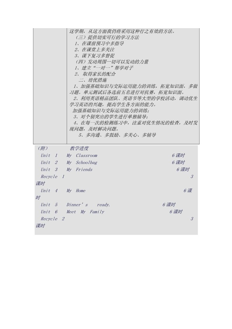 四年级上册英语(PEP版)PEP小学英语四年级上教学计划3第3页