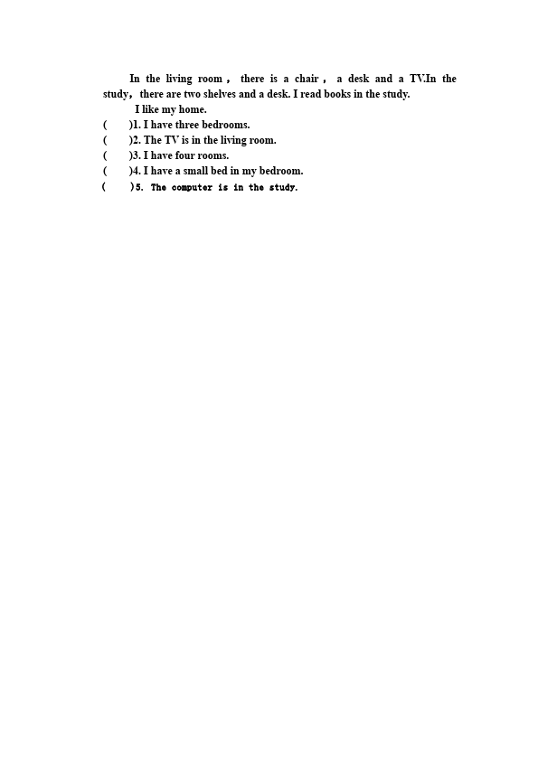 四年级上册英语(PEP版)PEP英语《Unit4 My home》练习检测复习试卷17第5页