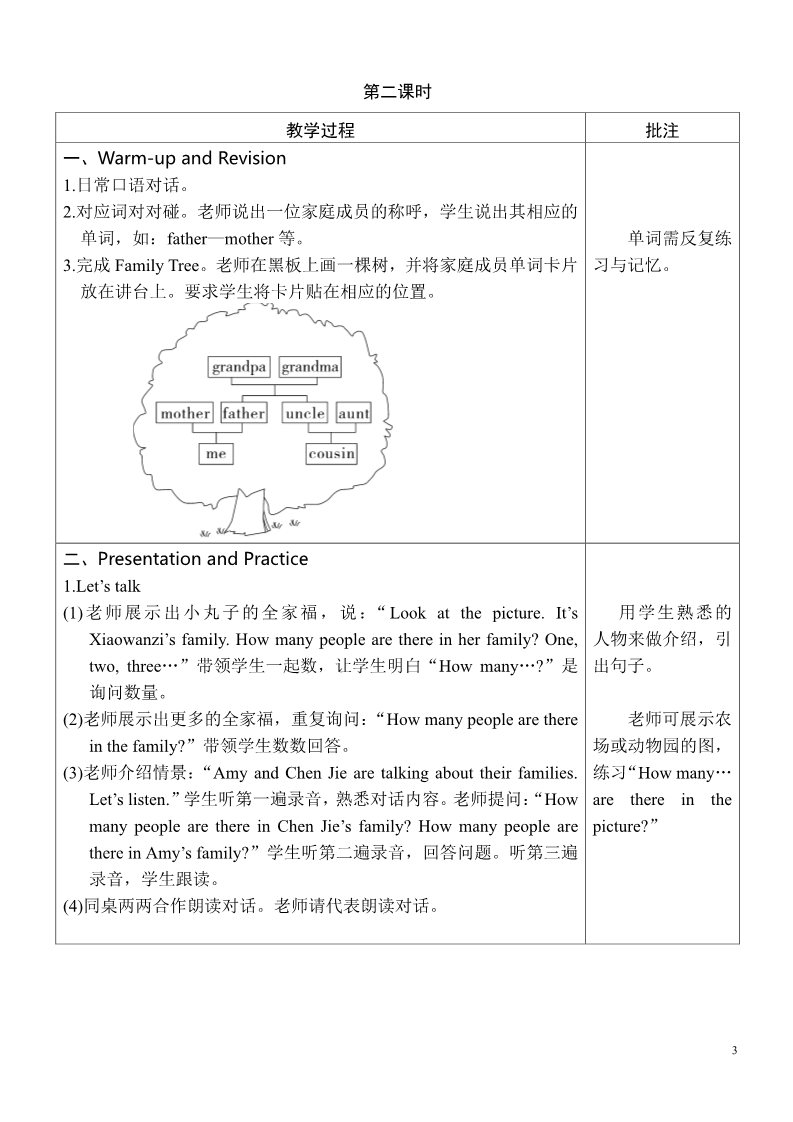 四年级上册英语(PEP版)Unit 6 单元教案 1第3页