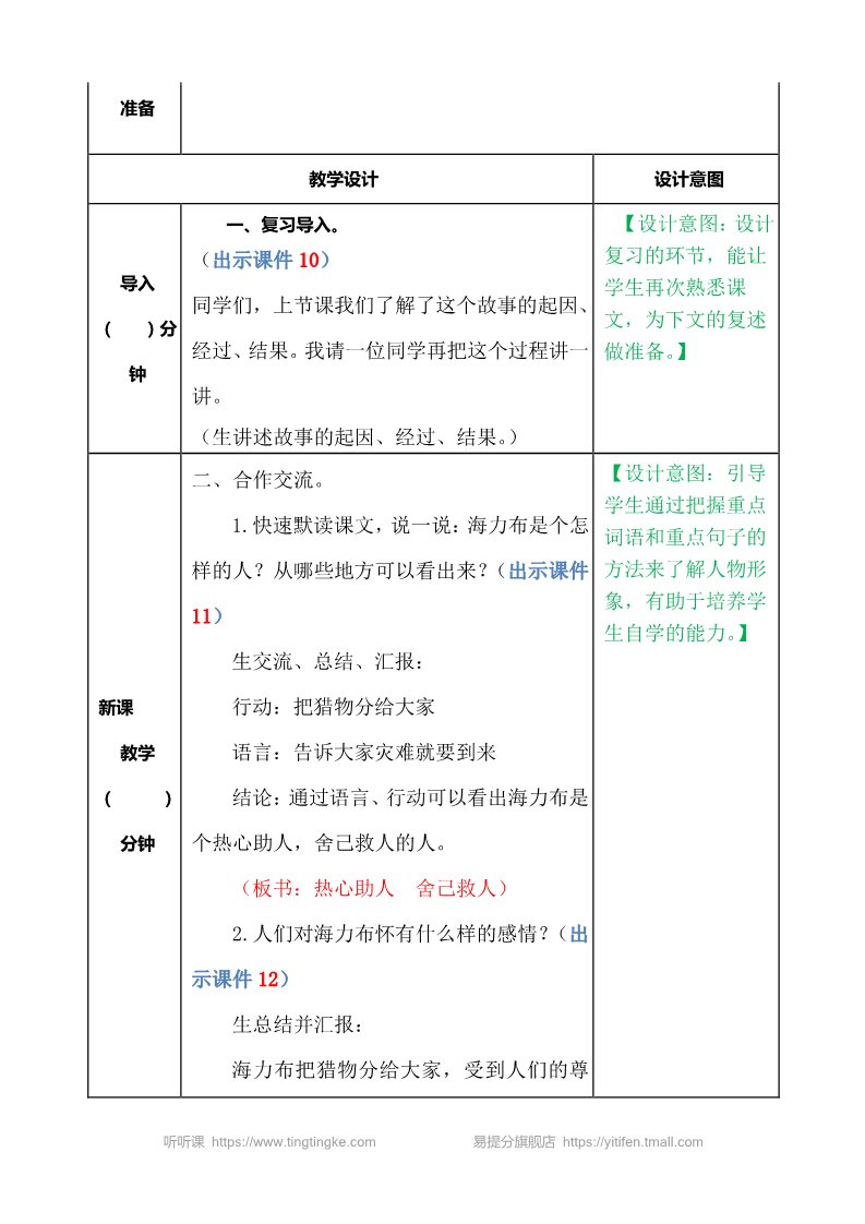 五年级上册语文（部编版）猎人海力布 教案1第5页