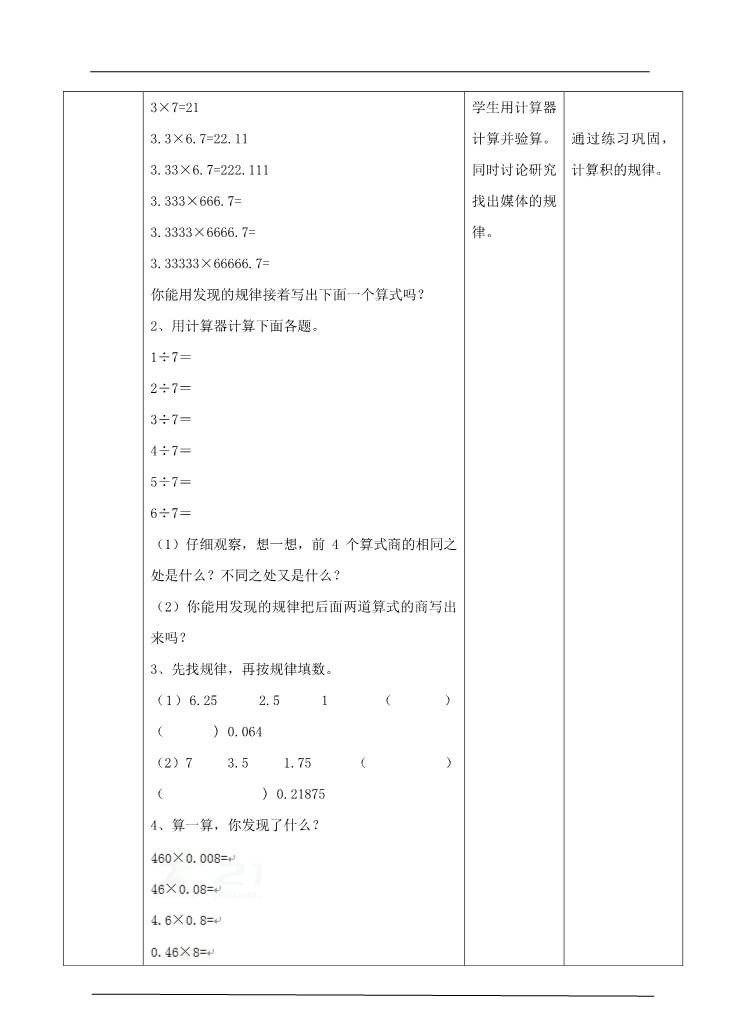 五年级上册数学（人教版）第三单元第五课时用计算器探索规律（教案）第4页