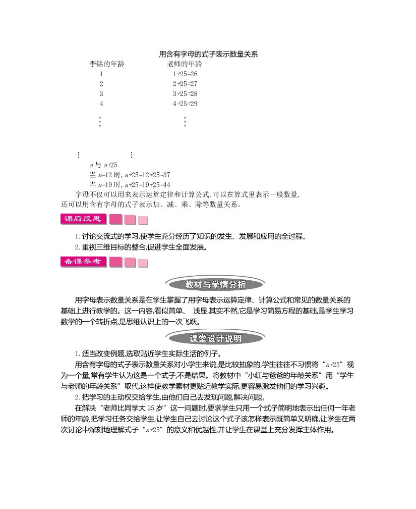 五年级上册数学（人教版）第五单元 单元教案      简易方程第5页