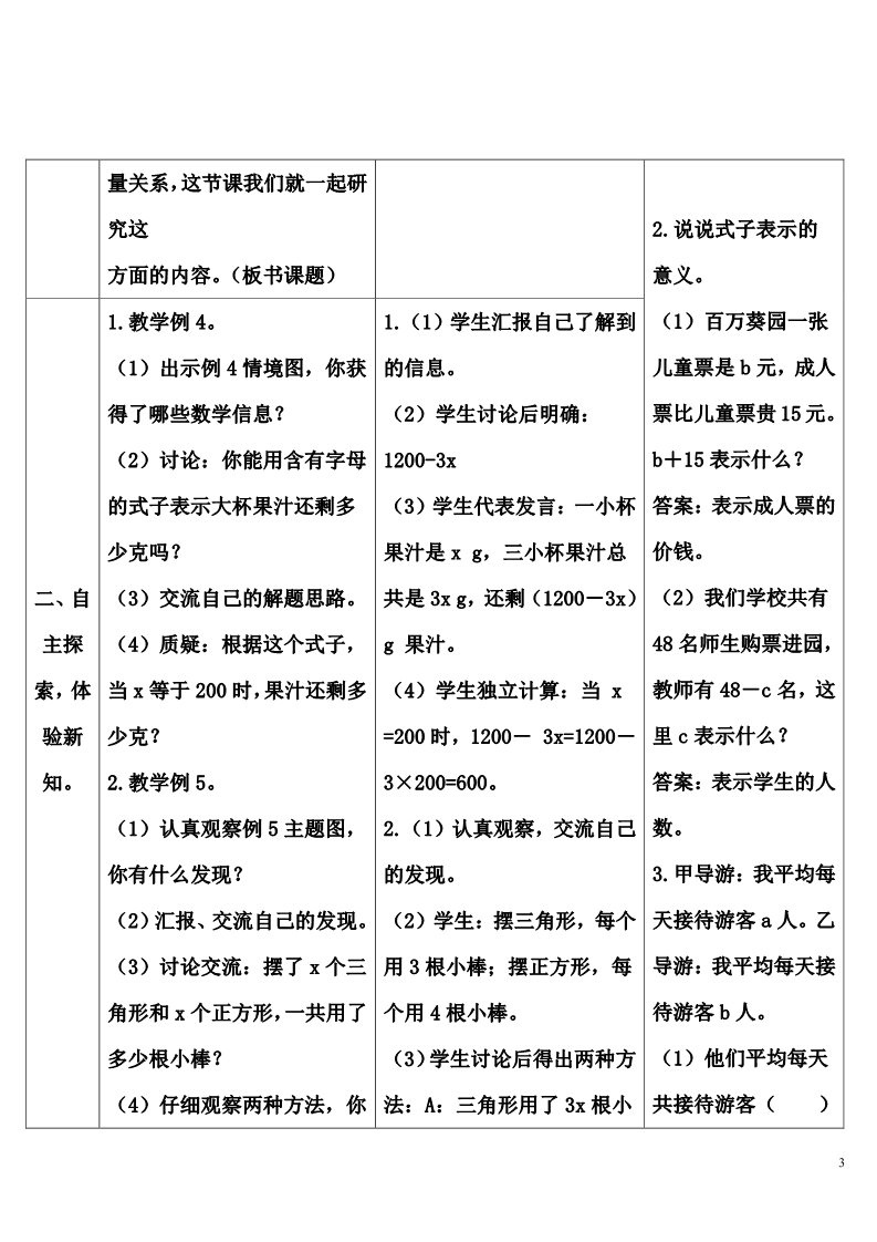 五年级上册数学（人教版）第2课时 用含有字母的式子表示复杂的数量关系第3页