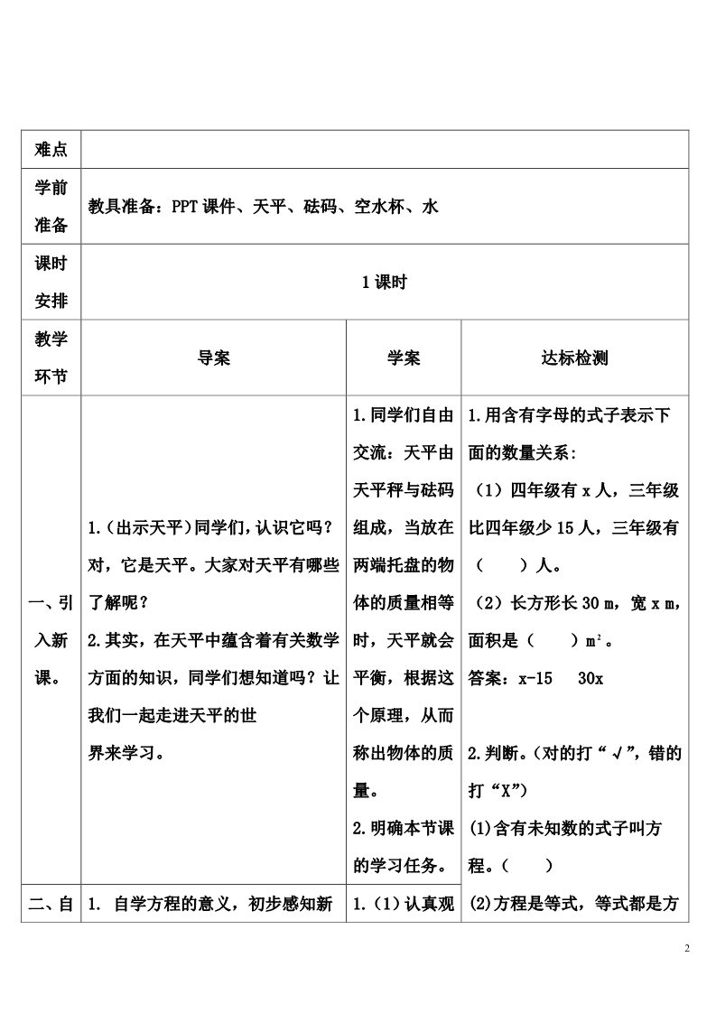 五年级上册数学（人教版）方程的意义第2页