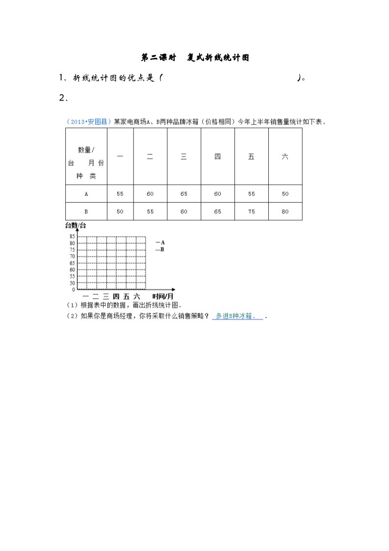 五年级下册数学（北师大）8.2复式折线统计图第1页