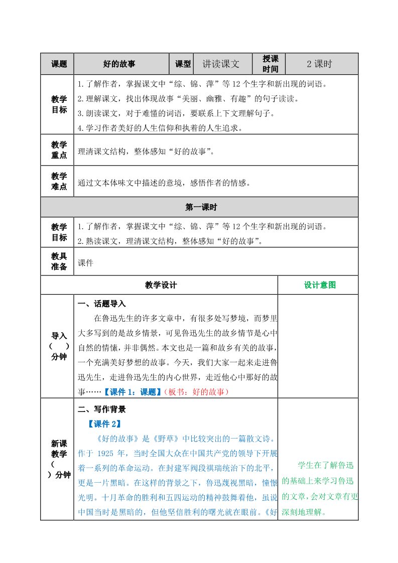 六年级上册语文（部编版）25好的故事教案第1页