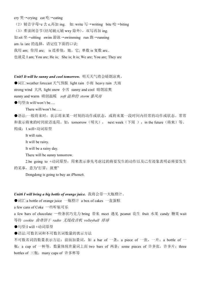 六年级上册英语（湘少版）湘少版六年级上册英语复习重点(1)第3页