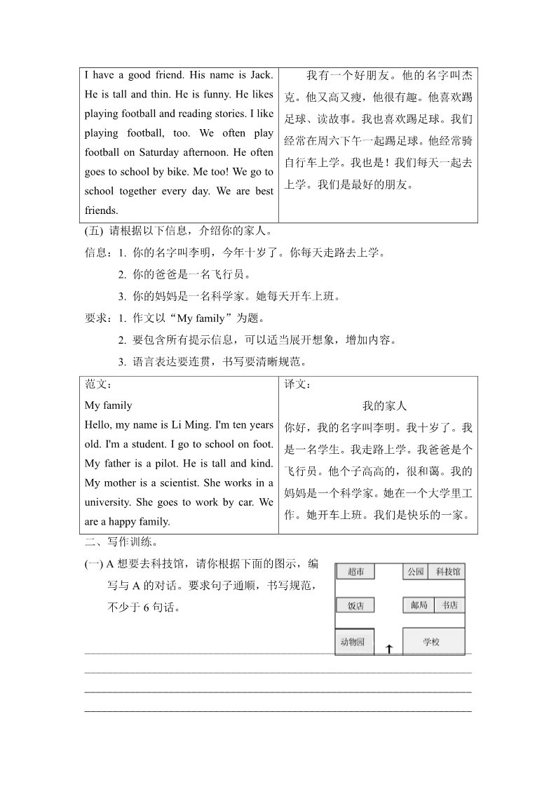 六年级上册英语(PEP版)写作第3页