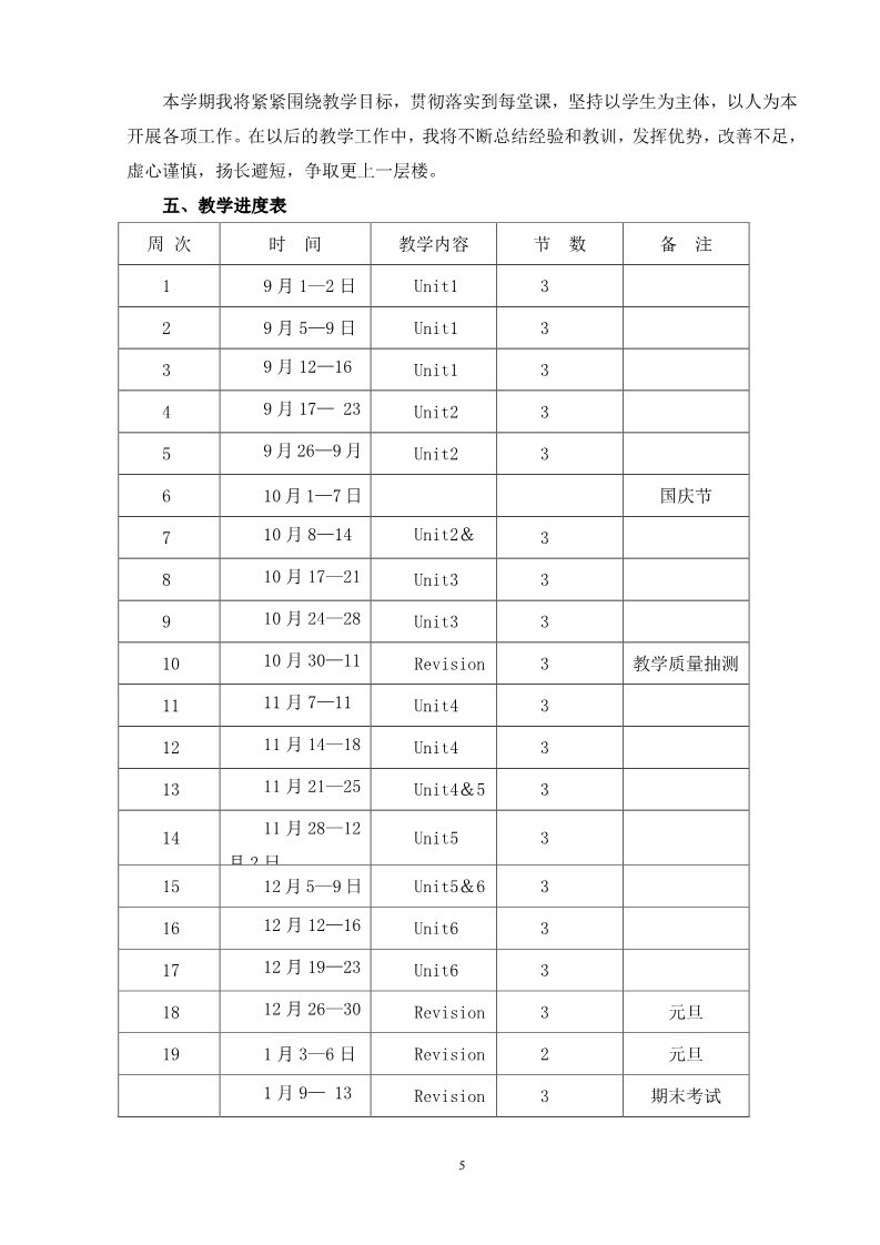 六年级上册英语(PEP版)PEP小学六年级上英语教学计划6第5页