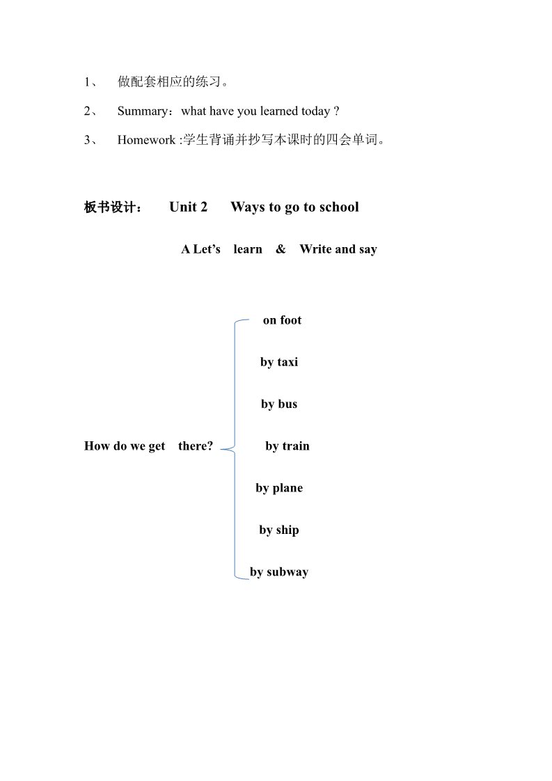 六年级上册英语(PEP版)Unit 2   Ways to go to school第4页