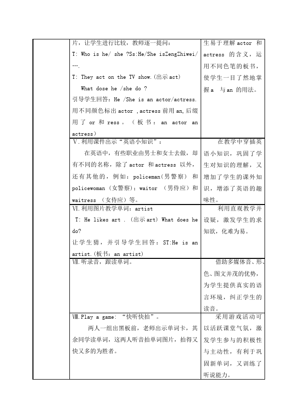 六年级上册英语(PEP版)PEP英语《Unit5 What does he do》教案教学设计下载8第5页