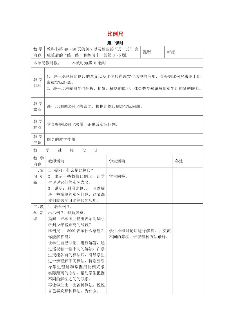 六年级下册数学（苏教版）数学精品第四单元:比例教案教学设计第1页