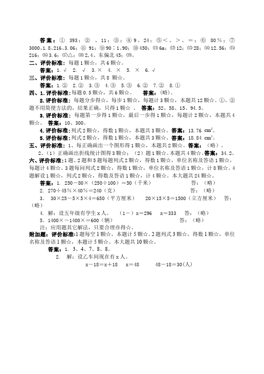 六年级下册数学（人教版）期末考试数学试卷第5页