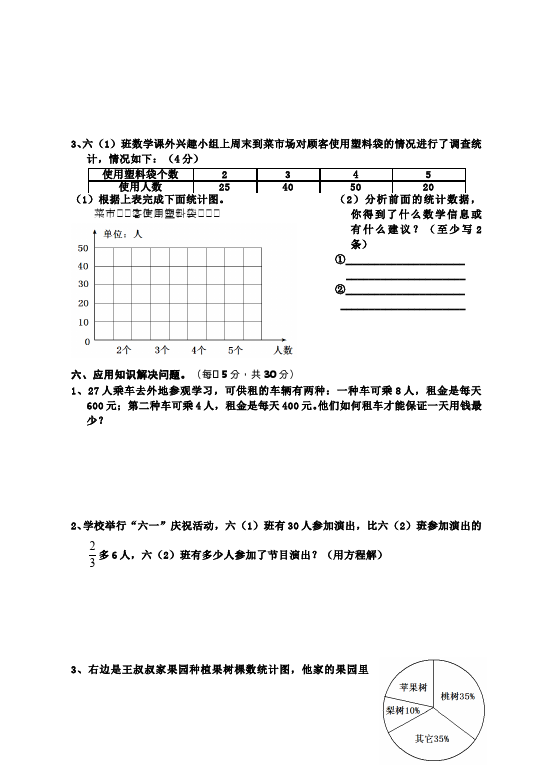 六年级下册数学（人教版）数学测试卷期末考试第4页