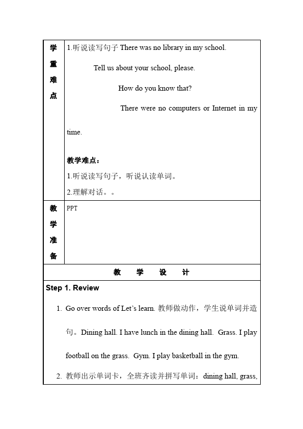 六年级下册英语(PEP版)PEP英语《Unit4 Then and now》教案教学设计下载3第5页