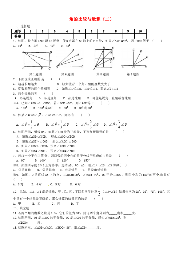 初一上册数学数学《第四章:几何图形初步》练习试卷6第1页