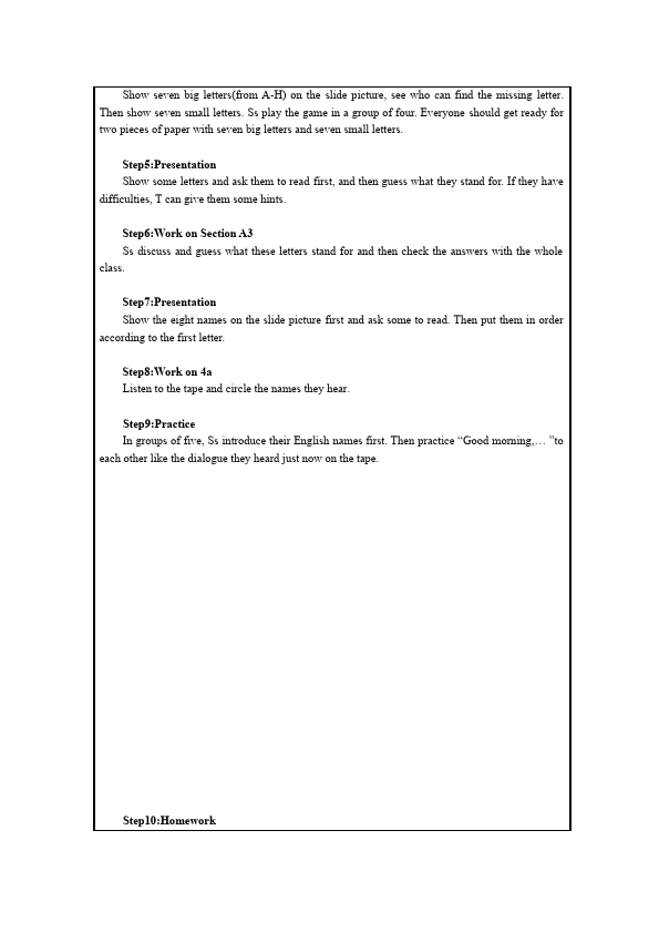 初一上册英语英语《Starter》教学设计教案5第5页