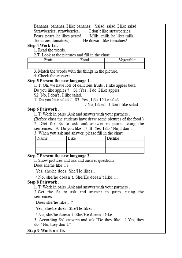 初一上册英语英语《Unit6 Do you like bananas》教学设计教案27第3页