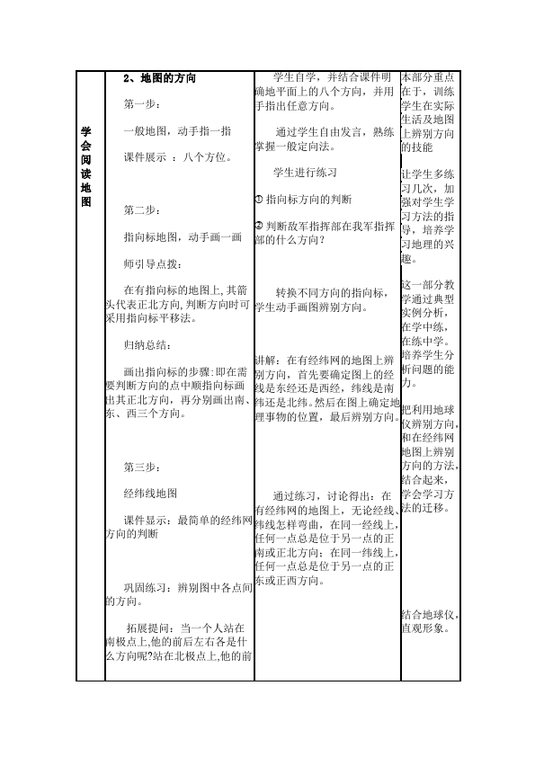 初一上册地理地理《地图的阅读》教学设计教案第3页