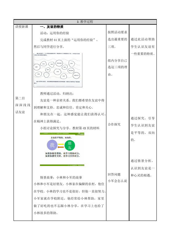 初一上册道德与法治《深深浅浅话友谊》教案教学设计第3页