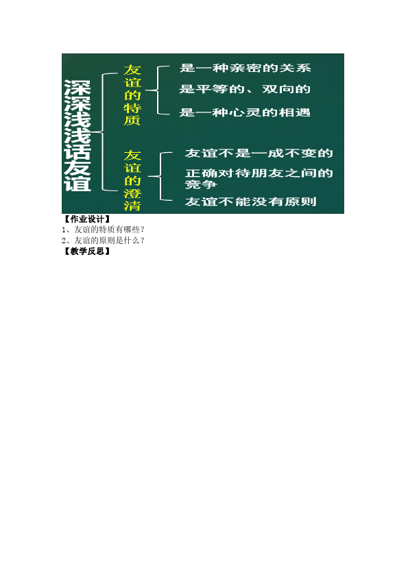 初一上册道德与法治道德与法治《深深浅浅话友谊》教案教学设计第4页