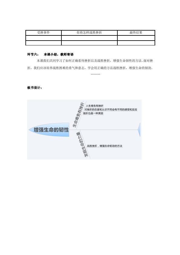 初一上册道德与法治原创《增强生命的韧性》教学设计教案第4页