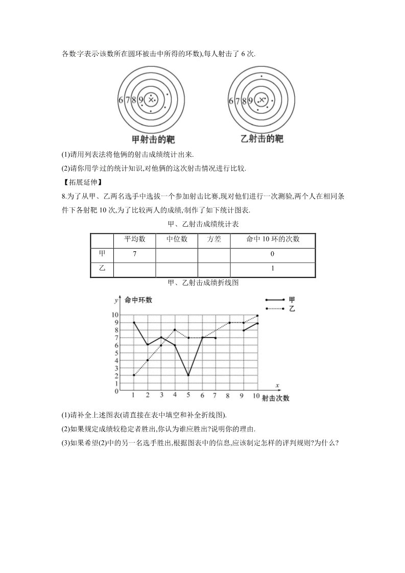 初一下册数学（湘教版）《方差》同步练习1第2页