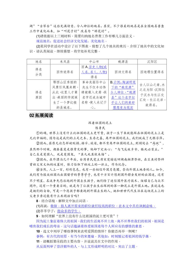 初一下册语文7 土地的誓言（2017）习题第2页