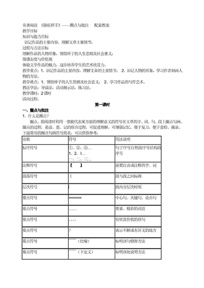 初一下册语文1骆驼祥子 主课件配套教案 圈点与批注第1页