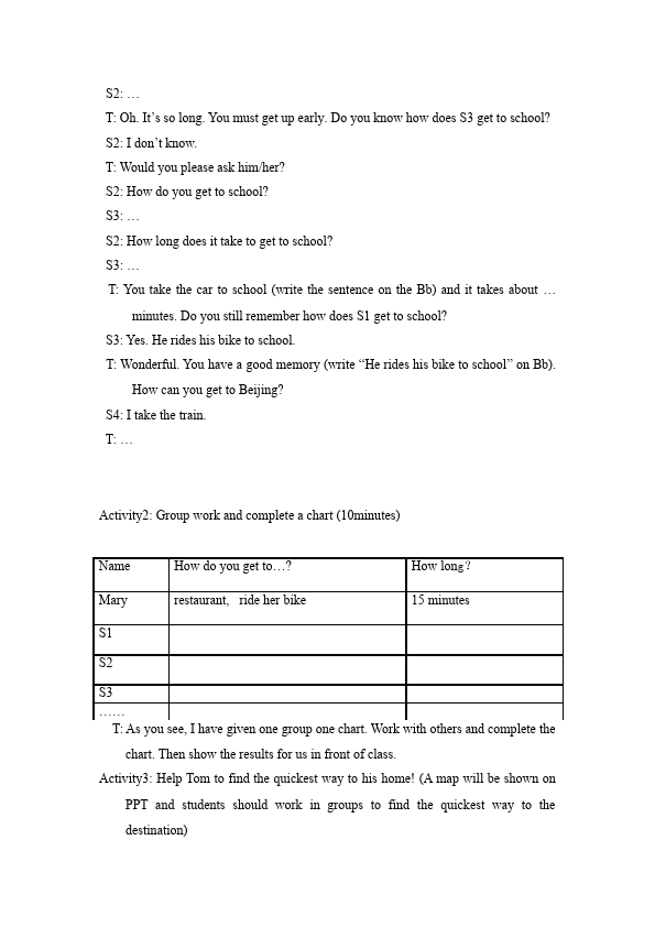 初一下册英语Unit3 How do you get to school教学设计教案8第4页