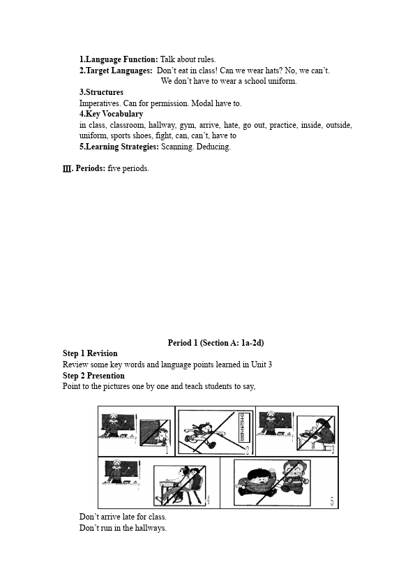 初一下册英语英语Unit4 Don't eat in class教学设计教案8第2页